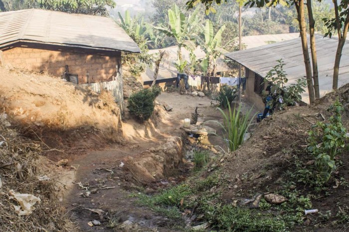 A pathway leading to the water site in Kwen, an area in Bamenda.